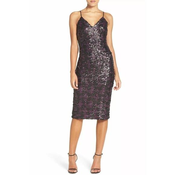 Dress the Population Womens Sequin Slip Midi Dress XL Whimsigoth Fairy Grunge - Picture 1 of 12